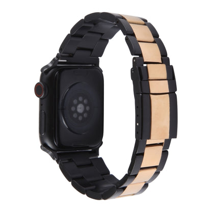 For Apple Watch Ultra 49mm Three-Bead Stainless Steel Watch Band(Black Rose Gold) - Watch Bands by PMC Jewellery | Online Shopping South Africa | PMC Jewellery