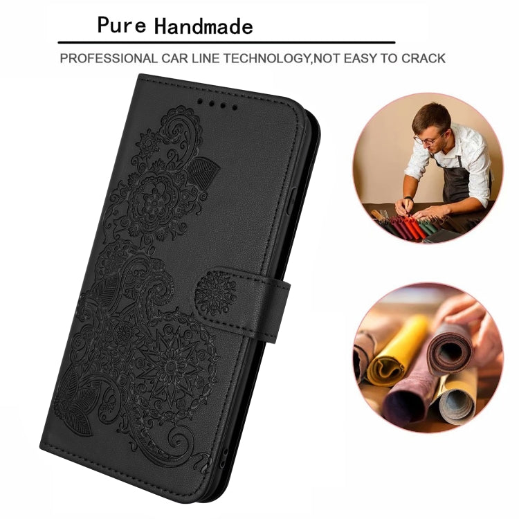 For Huawei Pura 70 Pro/70 Pro+ Datura Flower Embossed Flip Leather Phone Case(Black) - Huawei Cases by PMC Jewellery | Online Shopping South Africa | PMC Jewellery | Buy Now Pay Later Mobicred