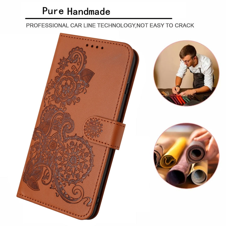 For Huawei Pura 70 Datura Flower Embossed Flip Leather Phone Case(Brown) - Huawei Cases by PMC Jewellery | Online Shopping South Africa | PMC Jewellery | Buy Now Pay Later Mobicred