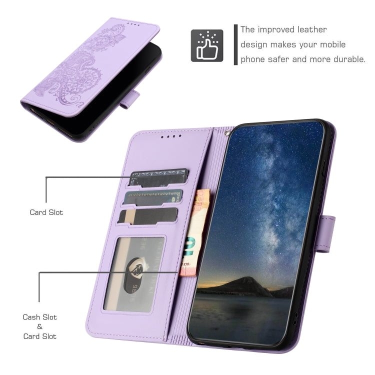 For Huawei Pura 70 Datura Flower Embossed Flip Leather Phone Case(Purple) - Huawei Cases by PMC Jewellery | Online Shopping South Africa | PMC Jewellery | Buy Now Pay Later Mobicred