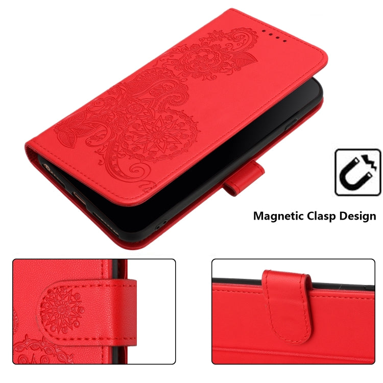 For Google Pixel 9 Pro Datura Flower Embossed Flip Leather Phone Case(Red) - Google Cases by PMC Jewellery | Online Shopping South Africa | PMC Jewellery | Buy Now Pay Later Mobicred