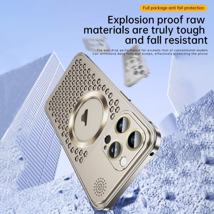 For iPhone 14 Spring Buckle MagSafe Magnetic Metal Aromatherapy Phone Case(Blue) - iPhone 14 Cases by PMC TechLife | Online Shopping South Africa | PMC TechLife