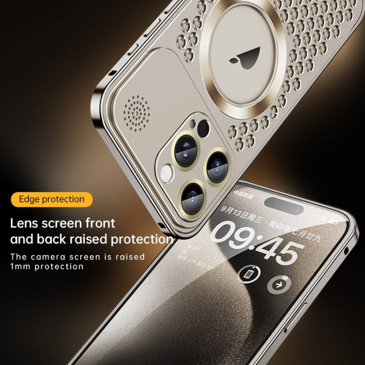For iPhone 13 Pro Spring Buckle MagSafe Magnetic Metal Aromatherapy Phone Case(Silver) - iPhone 13 Pro Cases by PMc TechLife | Online Shopping South Africa | PMc TechLife | Buy Now Pay Later Mobicred