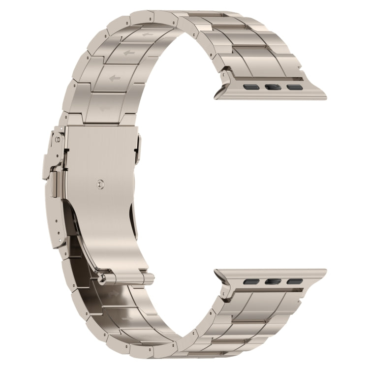 For Apple Watch Series 7 41mm Safety Buckle Trapezoid Titanium Steel Watch Band(Titanium) - Watch Bands by PMC Jewellery | Online Shopping South Africa | PMC Jewellery