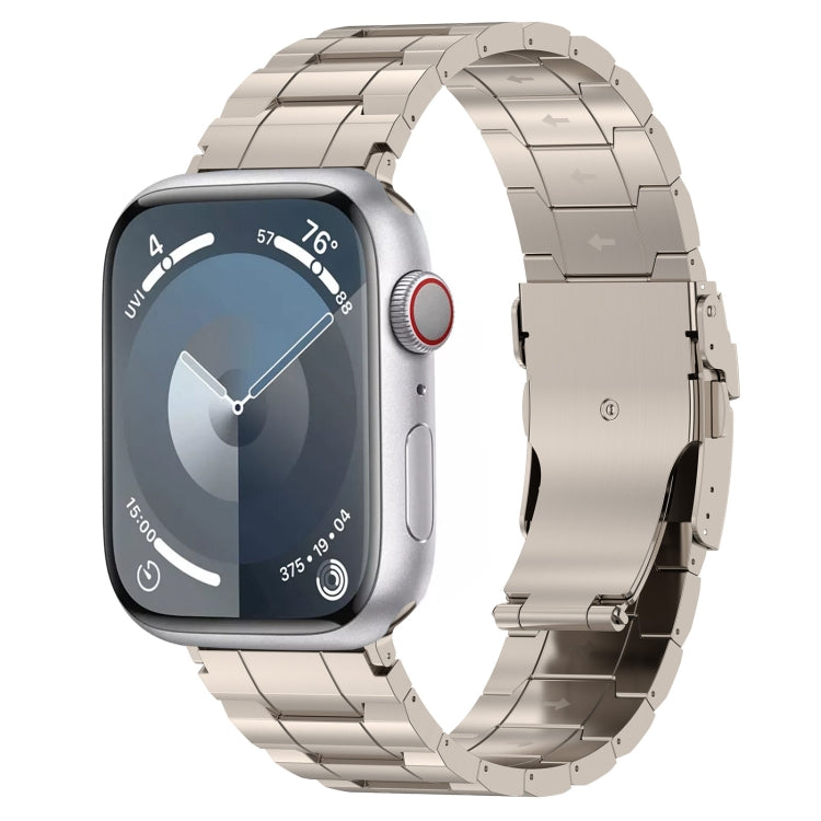 For Apple Watch Series 7 45mm Safety Buckle Trapezoid Titanium Steel Watch Band(Titanium) - Watch Bands by PMC Jewellery | Online Shopping South Africa | PMC Jewellery