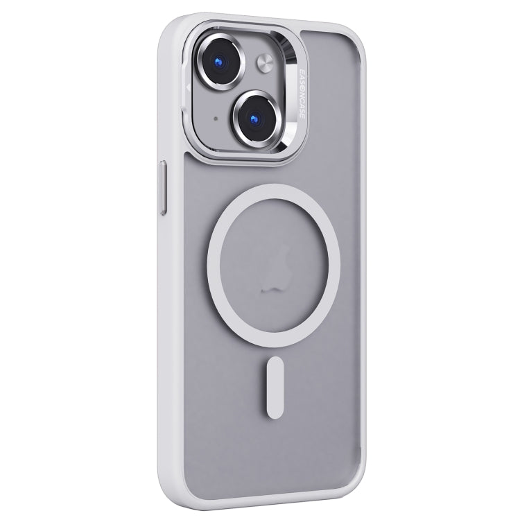 For iPhone 14 Invisible Lens Holder PC + TPU Frosted MagSafe Phone Case(White) - iPhone 14 Cases by PMC Jewellery | Online Shopping South Africa | PMC Jewellery