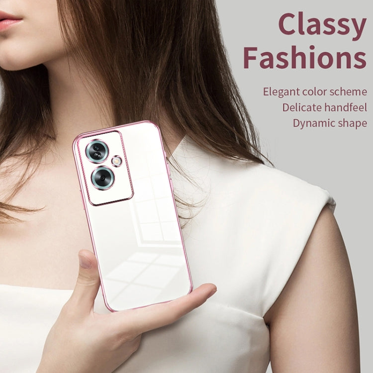 For OPPO A79 5G / A2 Transparent Plating Fine Hole Phone Case(Blue) - OPPO Cases by PMC TechLife | Online Shopping South Africa | PMC TechLife | Buy Now Pay Later Mobicred