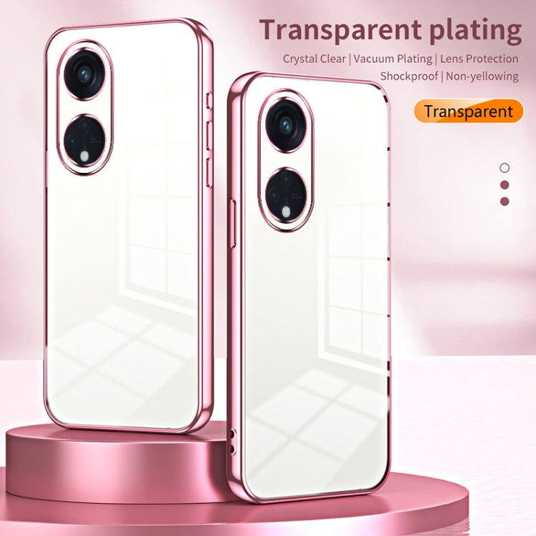For OPPO Reno8 T 5G Transparent Plating Fine Hole Phone Case(Pink) - OPPO Cases by PMC TechLife | Online Shopping South Africa | PMC TechLife | Buy Now Pay Later Mobicred