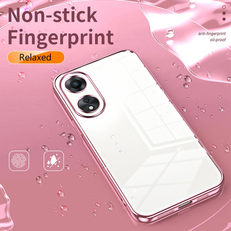 For OPPO A58 5G / A58x 5G Transparent Plating Fine Hole Phone Case(Pink) - OPPO Cases by PMC Jewellery | Online Shopping South Africa | PMC Jewellery | Buy Now Pay Later Mobicred