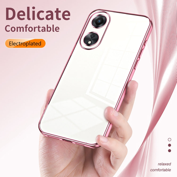 For OPPO A58 5G / A58x 5G Transparent Plating Fine Hole Phone Case(Blue) - OPPO Cases by PMC TechLife | Online Shopping South Africa | PMC TechLife | Buy Now Pay Later Mobicred