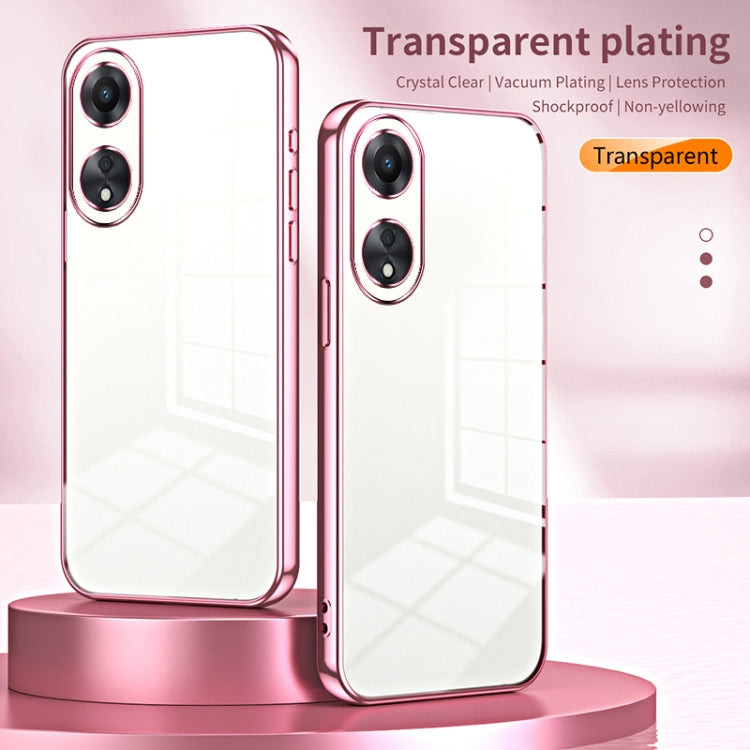 For OPPO A58 5G / A58x 5G Transparent Plating Fine Hole Phone Case(Black) - OPPO Cases by PMC Jewellery | Online Shopping South Africa | PMC Jewellery | Buy Now Pay Later Mobicred