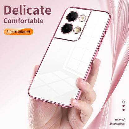 For OPPO Reno9 / Reno9 Pro Transparent Plating Fine Hole Phone Case(Transparent) - OPPO Cases by PMC Jewellery | Online Shopping South Africa | PMC Jewellery | Buy Now Pay Later Mobicred