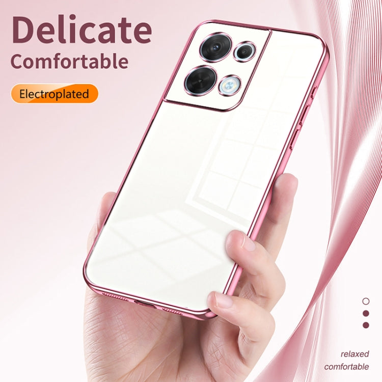 For OPPO Reno8 Transparent Plating Fine Hole Phone Case(Pink) - OPPO Cases by PMC TechLife | Online Shopping South Africa | PMC TechLife | Buy Now Pay Later Mobicred