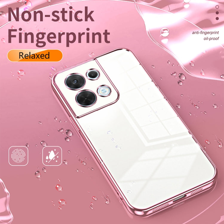 For OPPO Reno8 Transparent Plating Fine Hole Phone Case(Blue) - OPPO Cases by PMC TechLife | Online Shopping South Africa | PMC TechLife | Buy Now Pay Later Mobicred