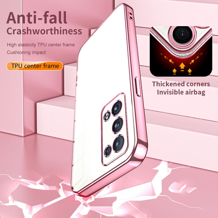 For OPPO Reno6 Pro+ Transparent Plating Fine Hole Phone Case(Pink) - OPPO Cases by PMC TechLife | Online Shopping South Africa | PMC TechLife | Buy Now Pay Later Mobicred