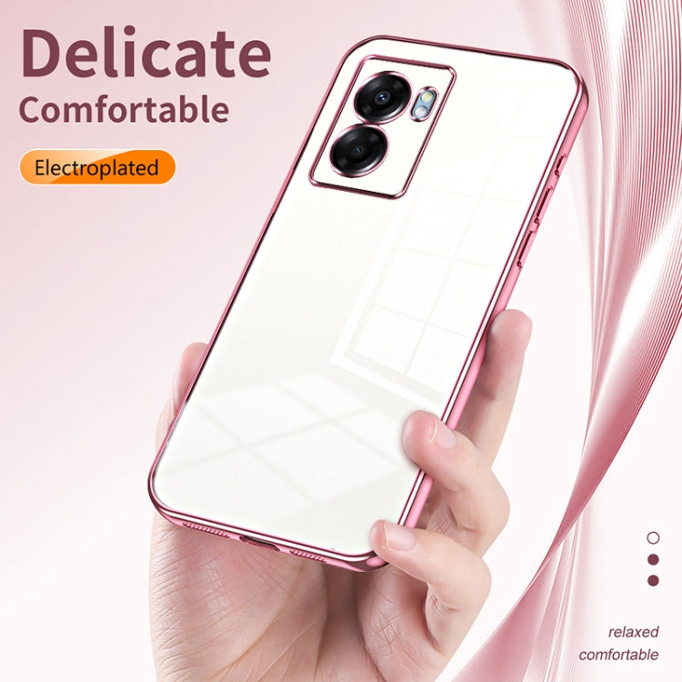 For OPPO A57 5G Transparent Plating Fine Hole Phone Case(Transparent) - OPPO Cases by PMC Jewellery | Online Shopping South Africa | PMC Jewellery | Buy Now Pay Later Mobicred