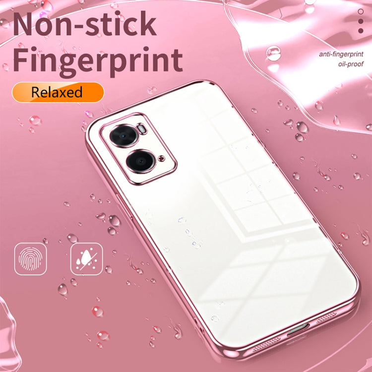 For OPPO A36 / A76 / A96 4G Global Transparent Plating Fine Hole Phone Case(Blue) - OPPO Cases by PMC TechLife | Online Shopping South Africa | PMC TechLife | Buy Now Pay Later Mobicred