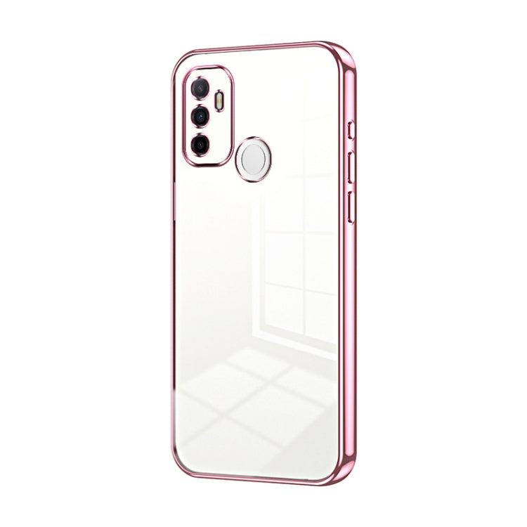 For OPPO A53 2020 / A32 / A11s  Transparent Plating Fine Hole Phone Case(Pink) - OPPO Cases by PMC Jewellery | Online Shopping South Africa | PMC Jewellery | Buy Now Pay Later Mobicred