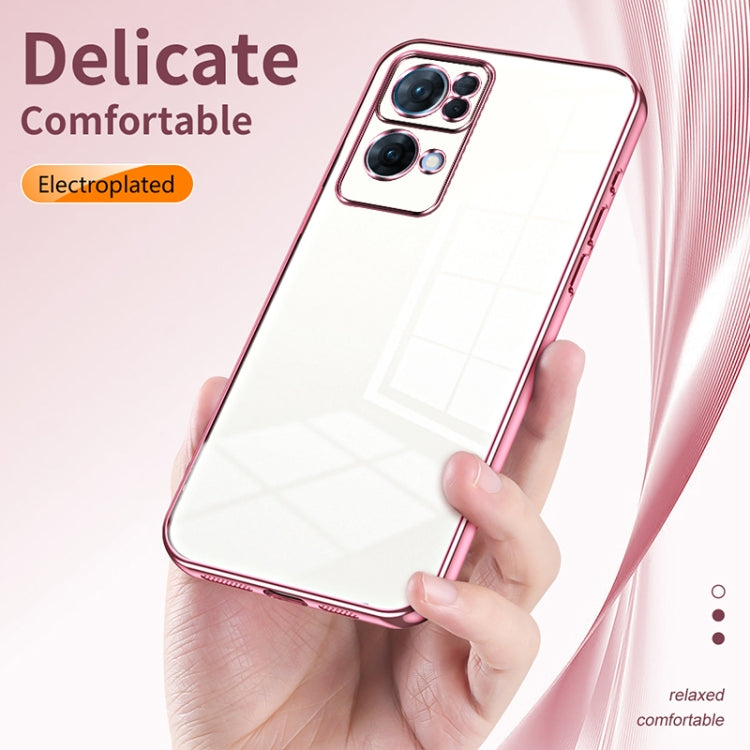 For OPPO Reno7 Pro Transparent Plating Fine Hole Phone Case(Gold) - OPPO Cases by PMC TechLife | Online Shopping South Africa | PMC TechLife | Buy Now Pay Later Mobicred