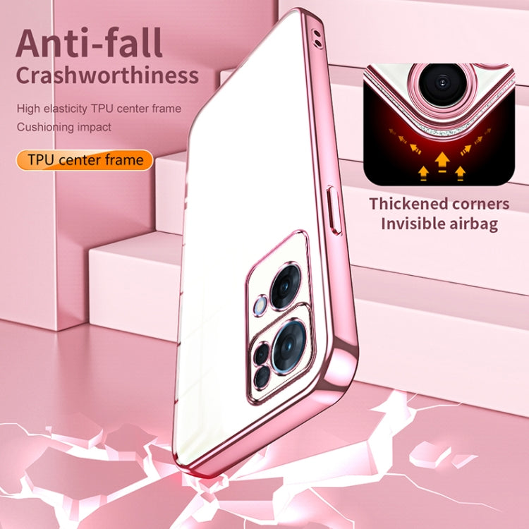 For OPPO Reno7 Pro Transparent Plating Fine Hole Phone Case(Black) - OPPO Cases by PMC TechLife | Online Shopping South Africa | PMC TechLife | Buy Now Pay Later Mobicred