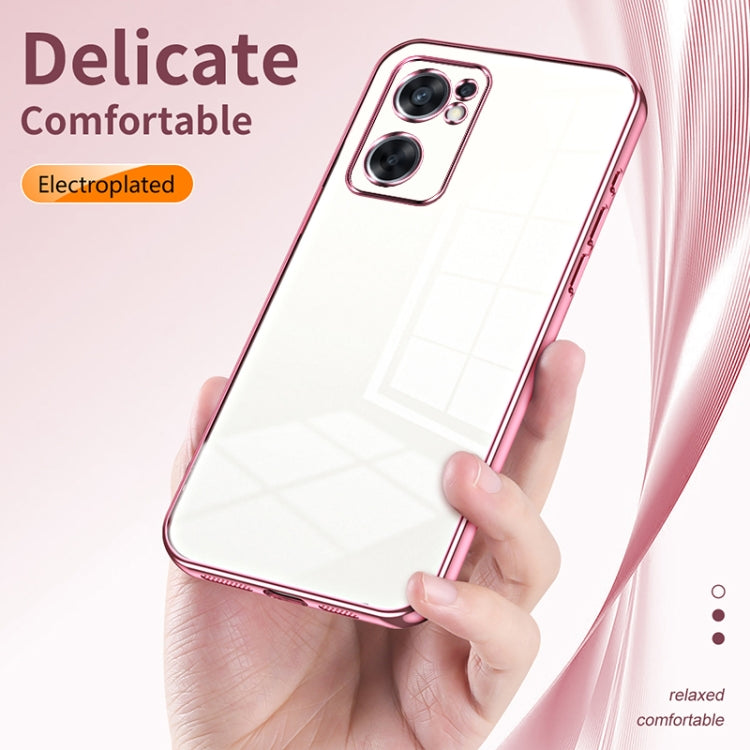For OPPO Reno7 SE Transparent Plating Fine Hole Phone Case(Transparent) - OPPO Cases by PMC TechLife | Online Shopping South Africa | PMC TechLife | Buy Now Pay Later Mobicred
