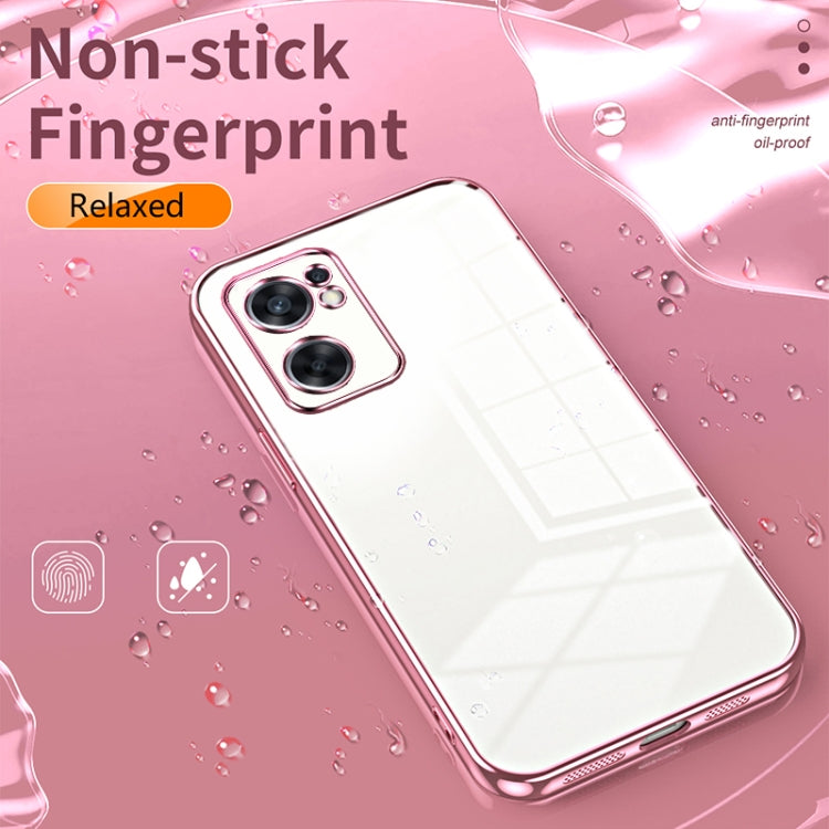 For OPPO Reno7 SE Transparent Plating Fine Hole Phone Case(Silver) - OPPO Cases by PMC TechLife | Online Shopping South Africa | PMC TechLife | Buy Now Pay Later Mobicred