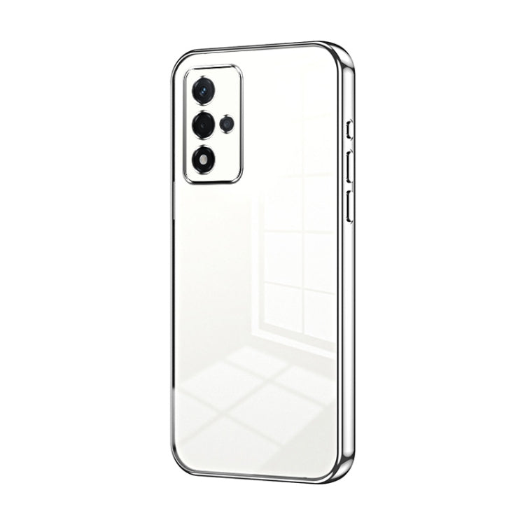 For OPPO A93s 5G Transparent Plating Fine Hole Phone Case(Silver) - OPPO Cases by PMC Jewellery | Online Shopping South Africa | PMC Jewellery | Buy Now Pay Later Mobicred