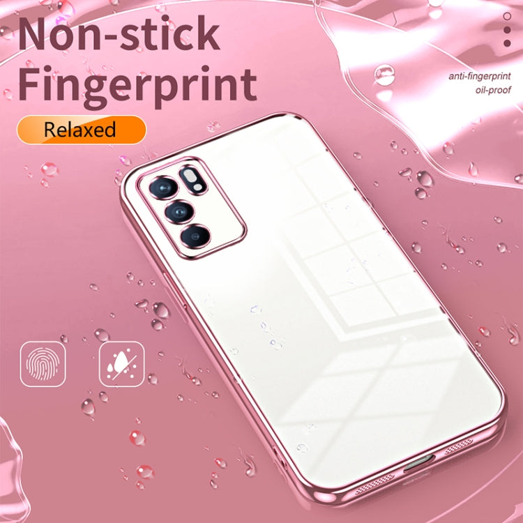 For OPPO Reno6 Indian / Malay Transparent Plating Fine Hole Phone Case(Blue) - OPPO Cases by PMC TechLife | Online Shopping South Africa | PMC TechLife | Buy Now Pay Later Mobicred