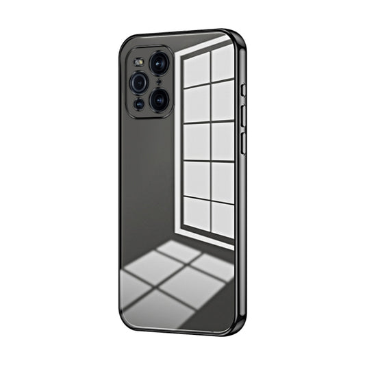 For OPPO Find X3 / Find X3 Pro Transparent Plating Fine Hole Phone Case(Black) - OPPO Cases by PMC Jewellery | Online Shopping South Africa | PMC Jewellery | Buy Now Pay Later Mobicred