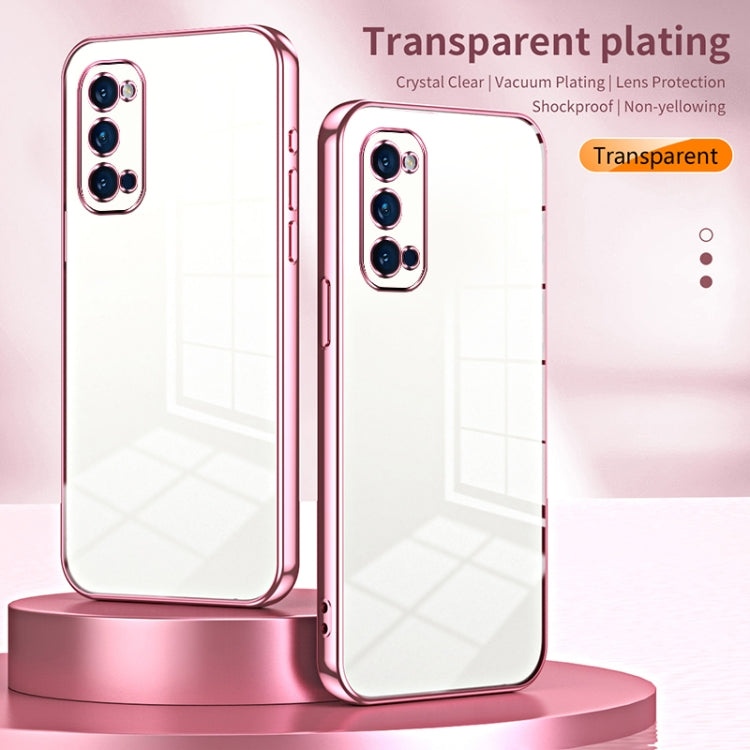 For OPPO Reno4 Pro Transparent Plating Fine Hole Phone Case(Pink) - OPPO Cases by PMC Jewellery | Online Shopping South Africa | PMC Jewellery | Buy Now Pay Later Mobicred