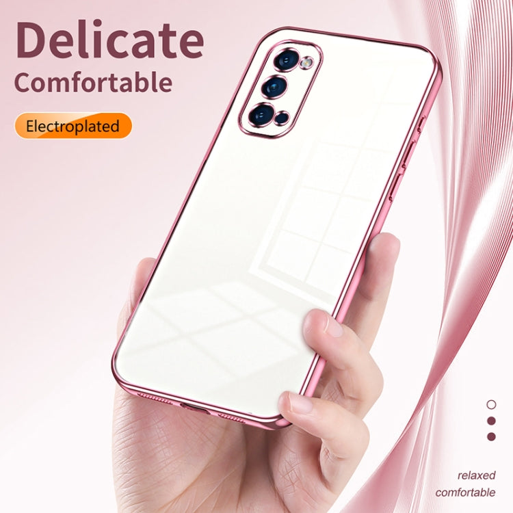 For OPPO Reno4 Pro Transparent Plating Fine Hole Phone Case(Black) - OPPO Cases by PMC TechLife | Online Shopping South Africa | PMC TechLife | Buy Now Pay Later Mobicred