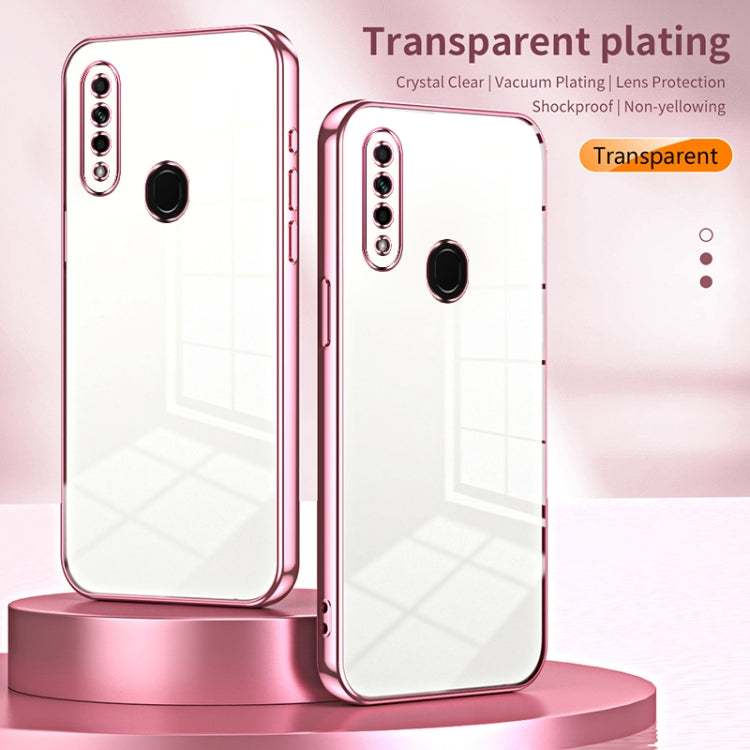 For OPPO A8 / A31 2020 Transparent Plating Fine Hole Phone Case(Blue) - OPPO Cases by PMC Jewellery | Online Shopping South Africa | PMC Jewellery | Buy Now Pay Later Mobicred