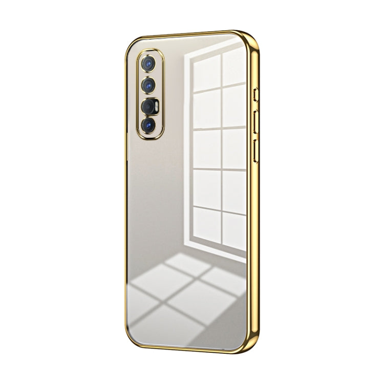 For OPPO Reno3 Pro Transparent Plating Fine Hole Phone Case(Gold) - OPPO Cases by PMC Jewellery | Online Shopping South Africa | PMC Jewellery | Buy Now Pay Later Mobicred