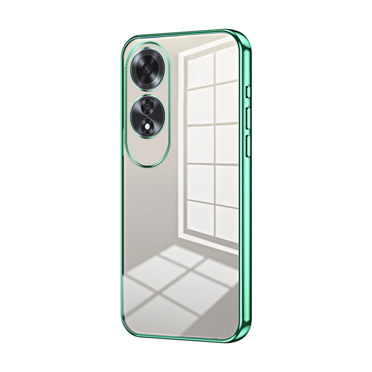 For OPPO A60 Transparent Plating Fine Hole Phone Case(Green) - OPPO Cases by PMC Jewellery | Online Shopping South Africa | PMC Jewellery | Buy Now Pay Later Mobicred