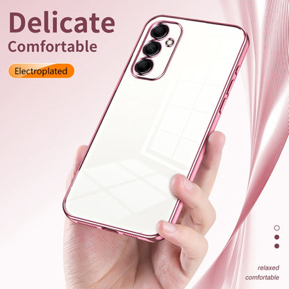 For Samsung Galaxy M14 Transparent Plating Fine Hole Phone Case(Pink) - Galaxy Phone Cases by PMC Jewellery | Online Shopping South Africa | PMC Jewellery | Buy Now Pay Later Mobicred