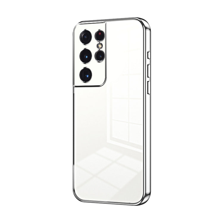 For Samsung Galaxy S21 Ultra 5G Transparent Plating Fine Hole Phone Case(Silver) - Galaxy S21 Ultra 5G Cases by PMC Jewellery | Online Shopping South Africa | PMC Jewellery | Buy Now Pay Later Mobicred