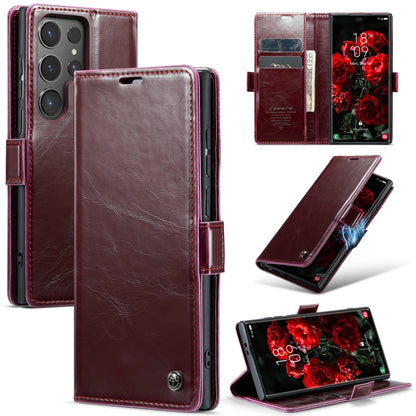 For Samsung Galaxy S24 Ultra 5G CaseMe 003 Crazy Horse Texture Flip Leather Phone Case(Mulberry Red) - Galaxy S24 Ultra 5G Cases by CaseMe | Online Shopping South Africa | PMC Jewellery | Buy Now Pay Later Mobicred