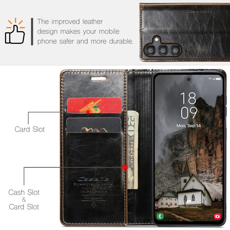 For Samsung Galaxy A55 5G CaseMe 003 Crazy Horse Texture Flip Leather Phone Case(Coffee) - Galaxy Phone Cases by CaseMe | Online Shopping South Africa | PMC Jewellery | Buy Now Pay Later Mobicred