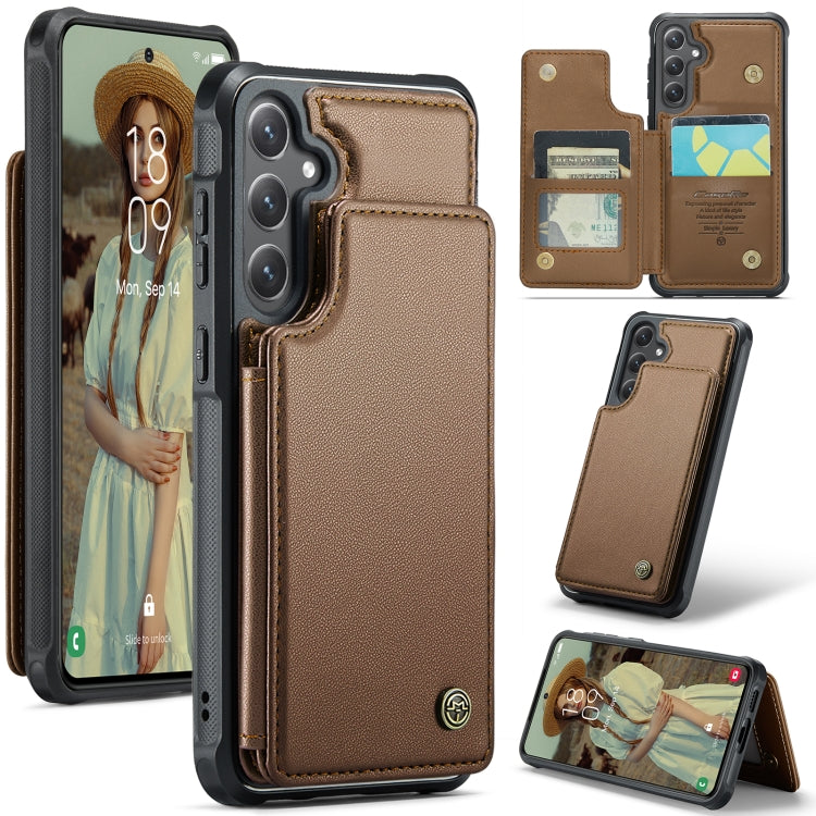 For Samsung Galaxy S24 5G CaseMe C22 PC+TPU Business Style RFID Anti-theft Leather Phone Case(Brown) - Galaxy S24 5G Cases by CaseMe | Online Shopping South Africa | PMC Jewellery | Buy Now Pay Later Mobicred