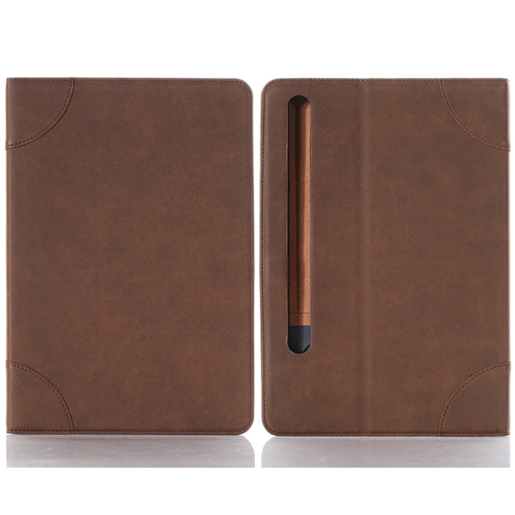 For Samsung Galaxy Tab S9 Retro Book Leather Tablet Case(Dark Brown) - Galaxy Tab S9 Cases by PMC Jewellery | Online Shopping South Africa | PMC Jewellery | Buy Now Pay Later Mobicred