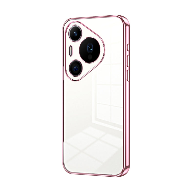 For Huawei Pura 70 Pro Transparent Plating Fine Hole Phone Case(Pink) - Huawei Cases by PMC Jewellery | Online Shopping South Africa | PMC Jewellery | Buy Now Pay Later Mobicred