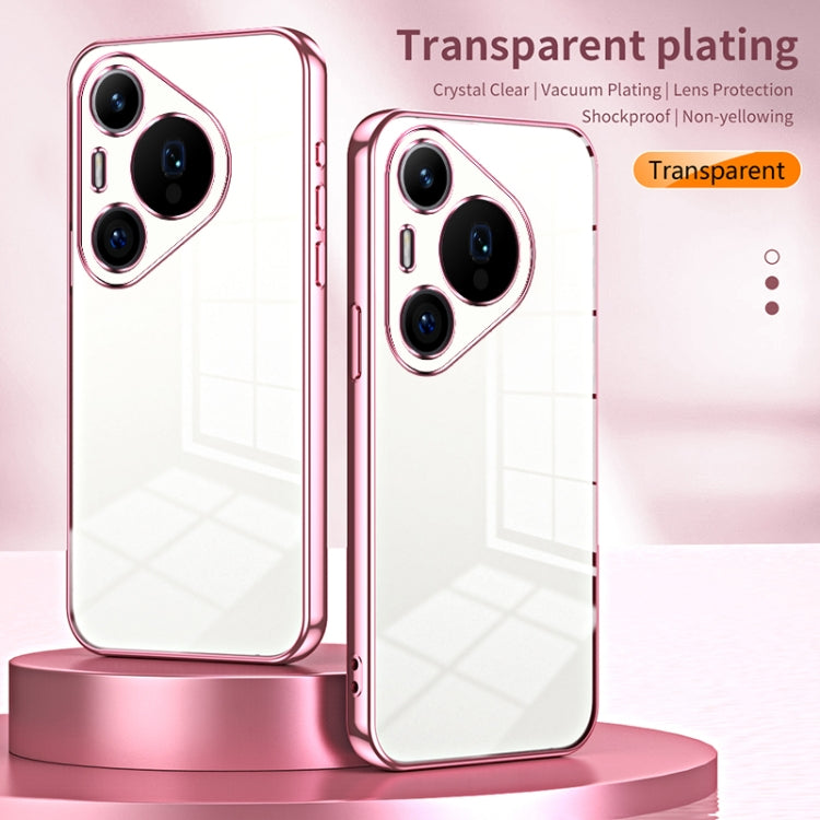 For Huawei Pura 70 Pro Transparent Plating Fine Hole Phone Case(Pink) - Huawei Cases by PMC Jewellery | Online Shopping South Africa | PMC Jewellery | Buy Now Pay Later Mobicred