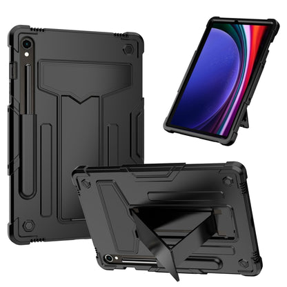 For Samsung Galaxy Tab S9 FE / S9 T Holder Robot Silicone Hybrid PC Tablet Case(Black) - Galaxy Tab S9 Cases by PMC Jewellery | Online Shopping South Africa | PMC Jewellery