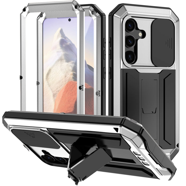 For Samsung Galaxy S24 5G R-JUST Sliding Camera Life Waterproof Holder Phone Case(Silver) - Galaxy S24 5G Cases by R-JUST | Online Shopping South Africa | PMC Jewellery
