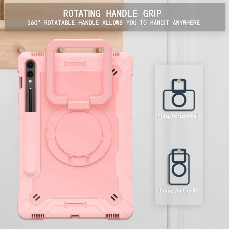 For Samsung Galaxy Tab S9 FE+ / S9+ Handle Robot Silicone Hybrid PC Tablet Case(Rose Gold) - Galaxy Tab S9+ Cases by PMC Jewellery | Online Shopping South Africa | PMC Jewellery | Buy Now Pay Later Mobicred