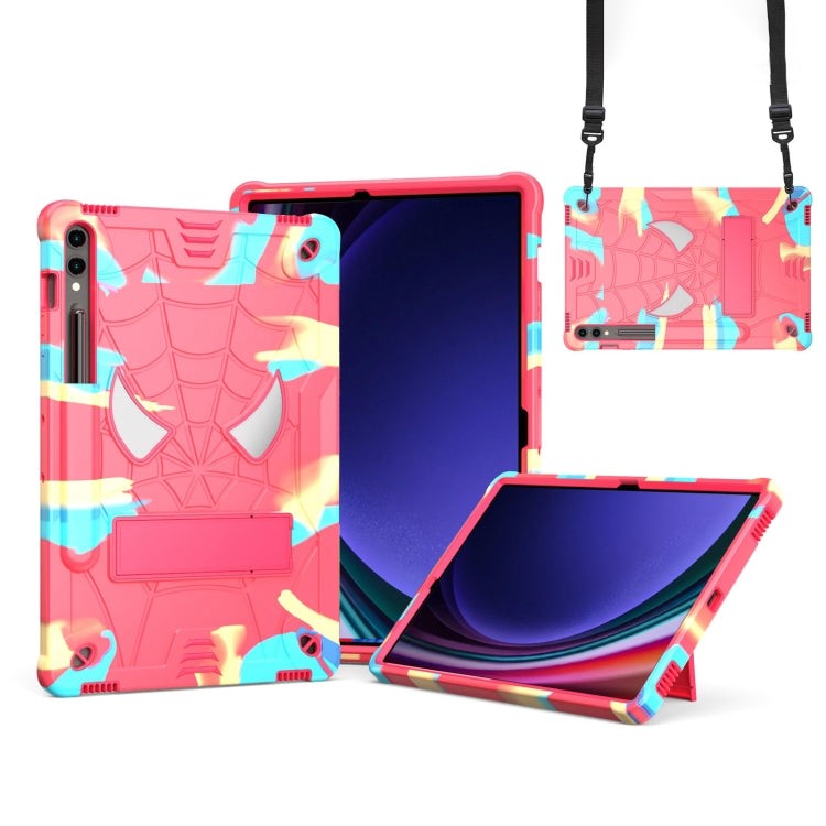 For Samsung Galaxy Tab S9 FE+ / S9+ Fold-Holder Spider Silicone Hybrid PC Tablet Case(Camouflage Rose Red) - Galaxy Tab S9+ Cases by PMC Jewellery | Online Shopping South Africa | PMC Jewellery | Buy Now Pay Later Mobicred