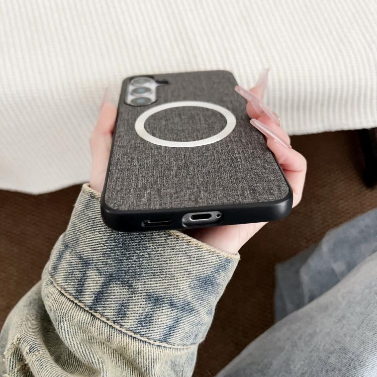 For Samsung Galaxy S25+ 5G Magsafe Magnetic Ring Cloth Texture Phone Case(Grey) - Galaxy S25+ 5G Cases by PMC TechLife | Online Shopping South Africa | PMC TechLife | Buy Now Pay Later Mobicred