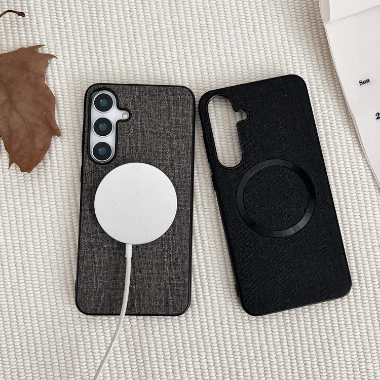 For Samsung Galaxy S25 5G Magsafe Magnetic Ring Cloth Texture Phone Case(Orange) - Galaxy S25 5G Cases by PMC TechLife | Online Shopping South Africa | PMC TechLife | Buy Now Pay Later Mobicred