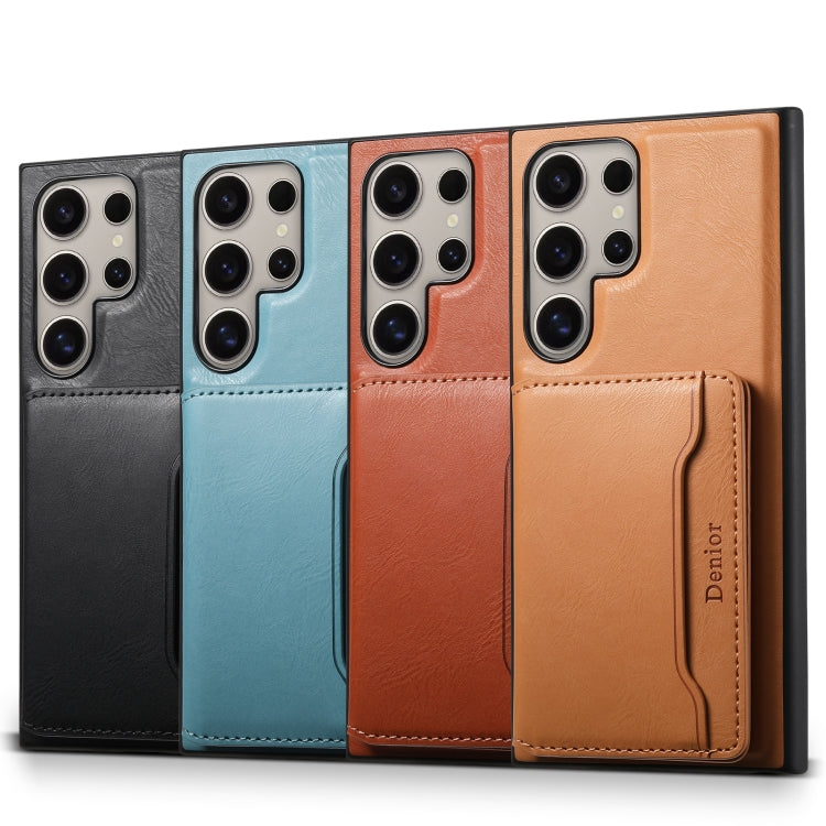 For Samsung Galaxy S23 Ultra 5G Denior Cowhide Texture Leather MagSafe Detachable Wallet Phone Case(Brown) - Galaxy S23 Ultra 5G Cases by Denior | Online Shopping South Africa | PMC Jewellery | Buy Now Pay Later Mobicred