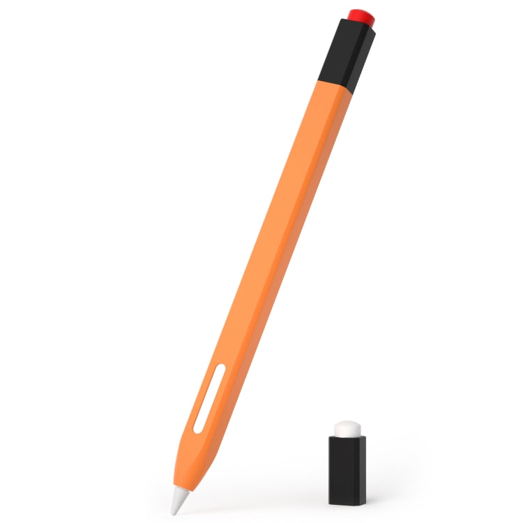 For Apple Pencil 2 Retro Pencil Style Stylus Pen Protective Case(Orange) - Pencil Accessories by PMC Jewellery | Online Shopping South Africa | PMC Jewellery | Buy Now Pay Later Mobicred